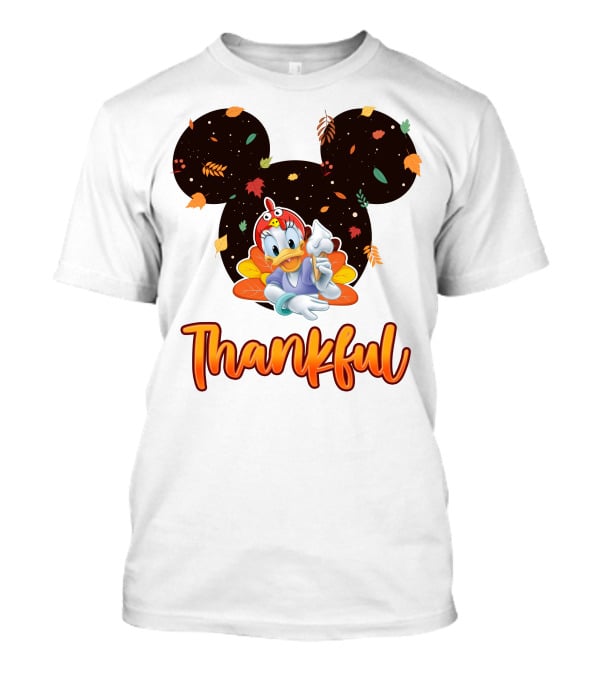 Thankful Daisy Thanksgiving Mickey Leaves T-Shirt