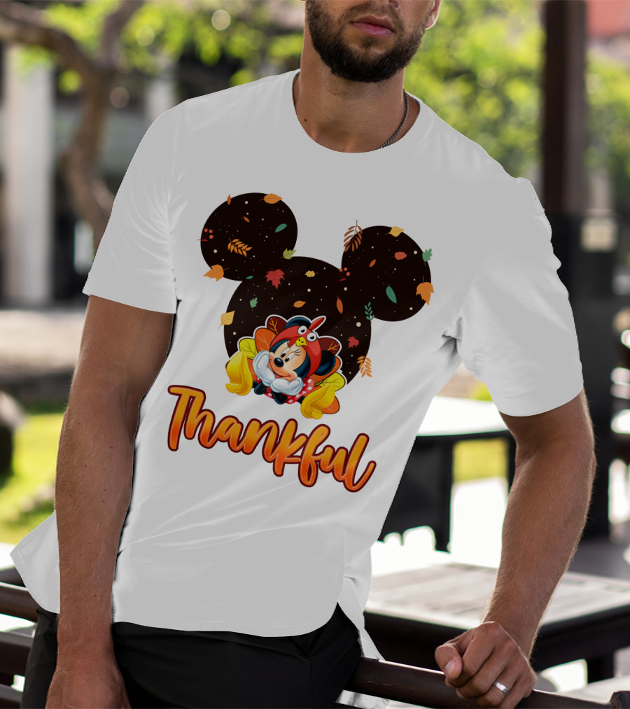 Thankful Minnie Mouse Autumn Leaves T-Shirt