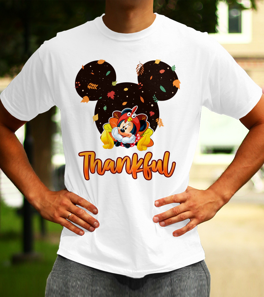 Thankful Minnie Mouse Autumn Leaves T-Shirt