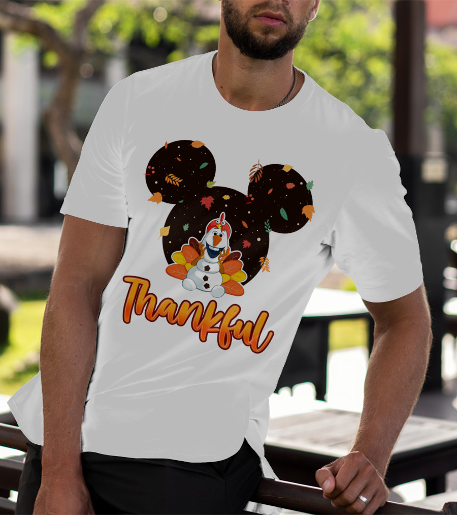 Thankful Olaf Autumn Leaves Mickey Ears T-Shirt