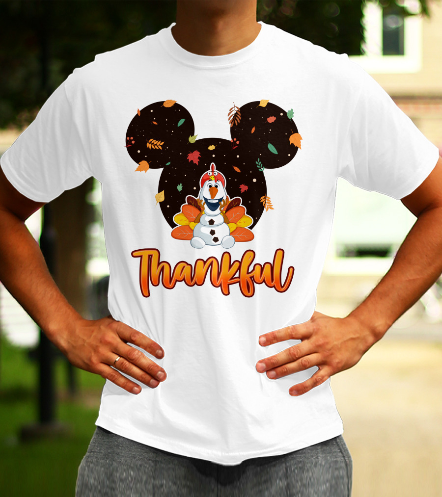 Thankful Olaf Autumn Leaves Mickey Ears T-Shirt