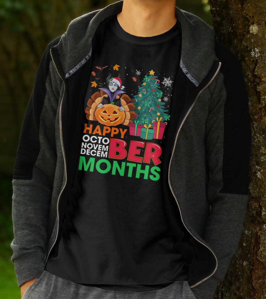 Happy October November December Ber Months Maleficent Christmas T-Shirt