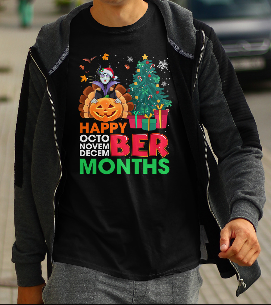 Happy October November December Ber Months Maleficent Christmas T-Shirt