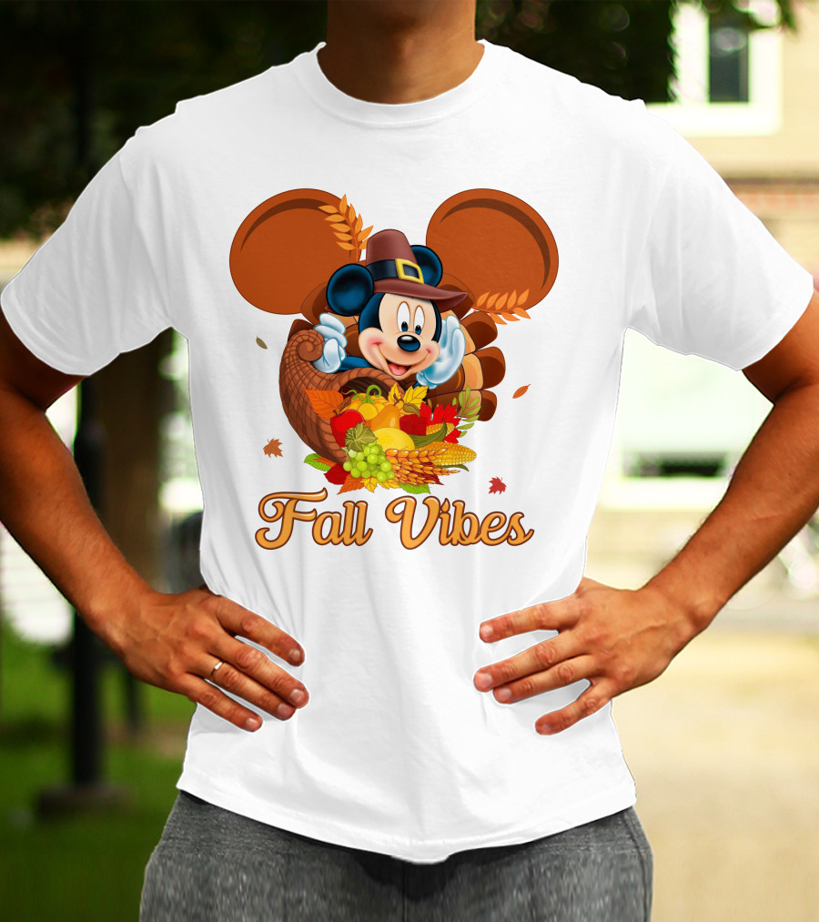 Mickey Mouse Fall Vibes Cornucopia Harvest Hat T-Shirt