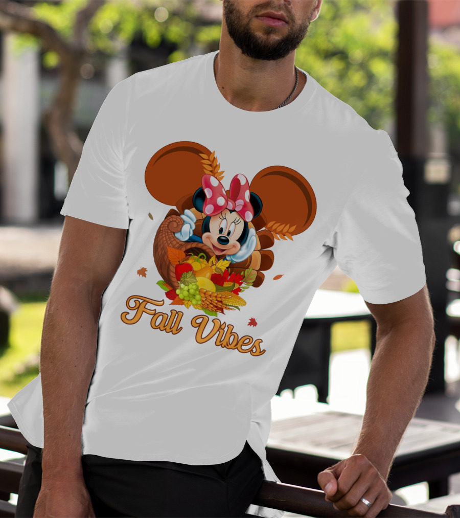 Minnie Fall Vibes Cornucopia Harvest Theme T-Shirt