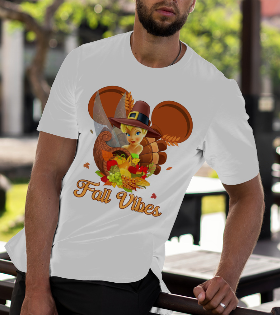 Tinkerbell Fall Vibes Cornucopia Thanksgiving Disney T-Shirt