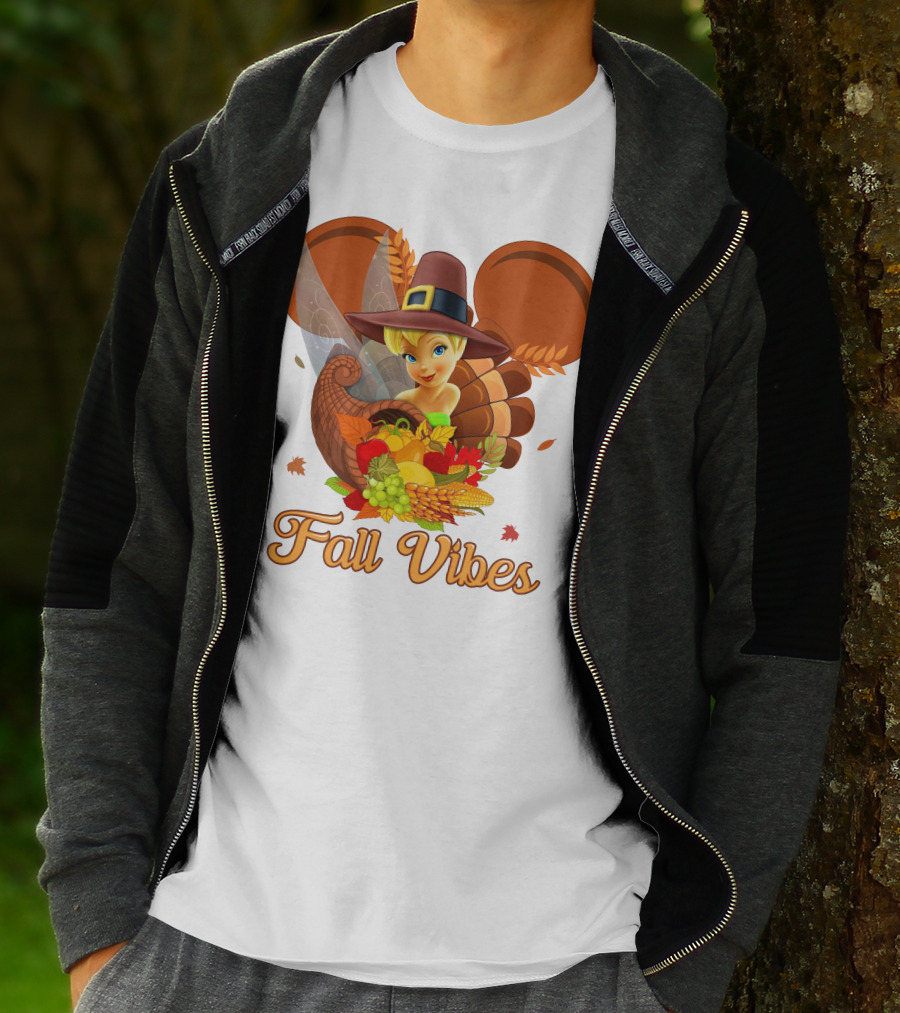 Tinkerbell Fall Vibes Cornucopia Thanksgiving Disney T-Shirt