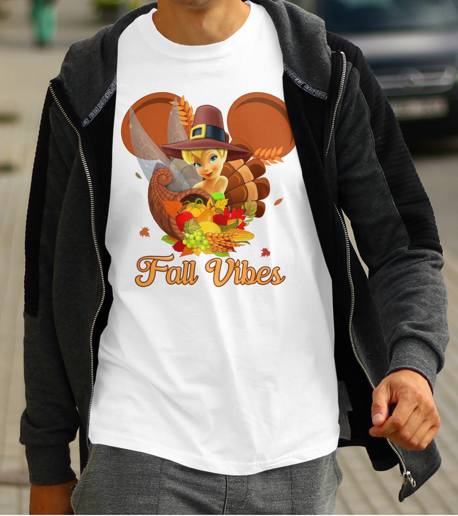 Tinkerbell Fall Vibes Cornucopia Thanksgiving Disney T-Shirt