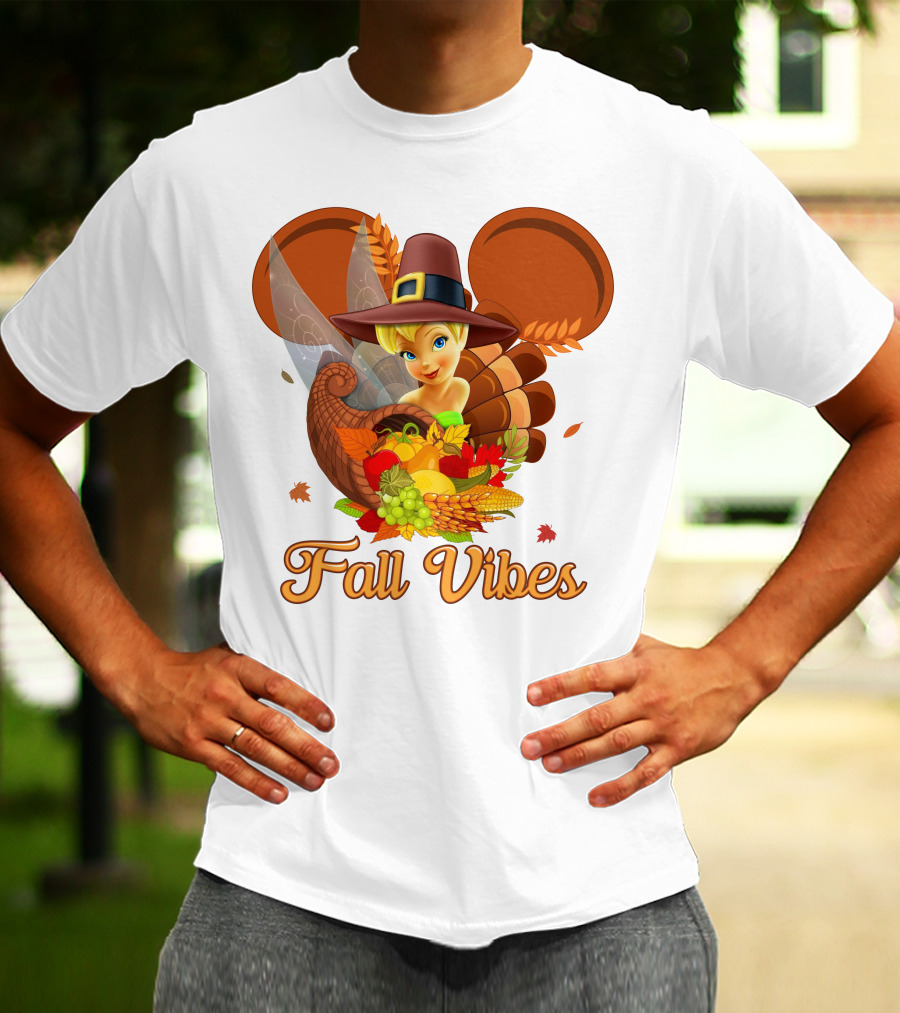 Tinkerbell Fall Vibes Cornucopia Thanksgiving Disney T-Shirt