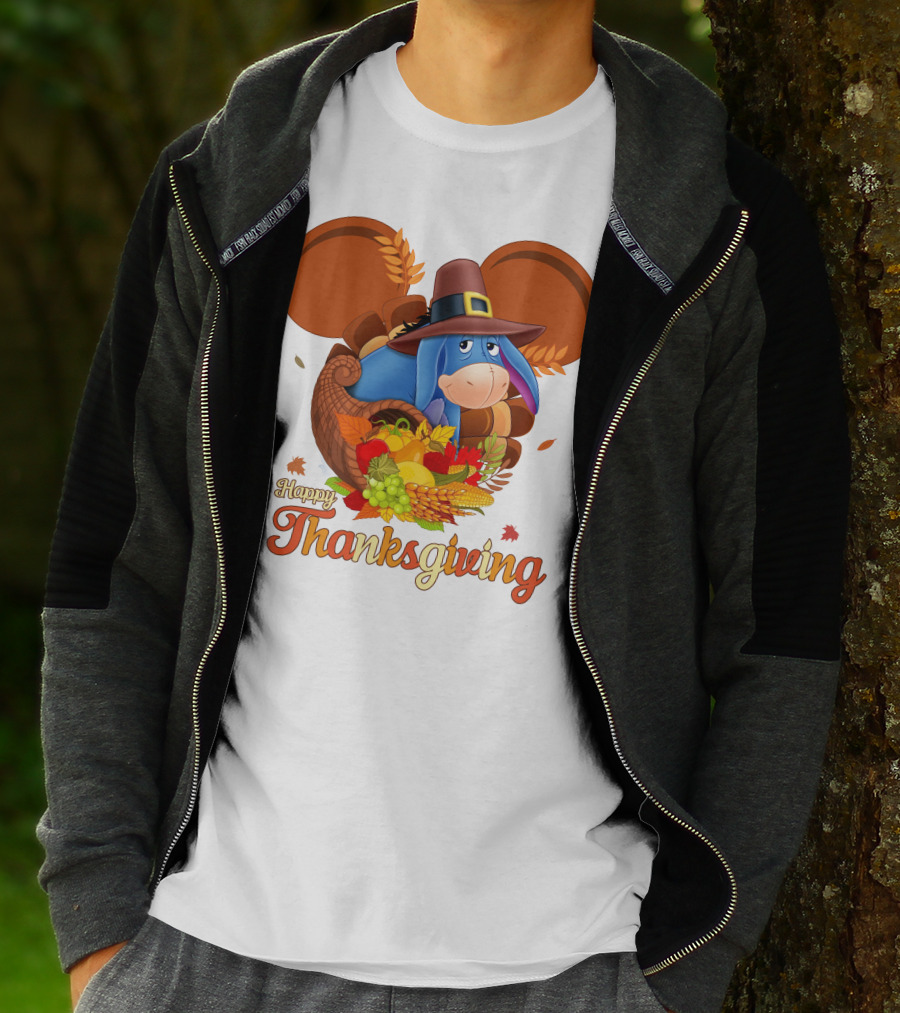 Happy Thanksgiving Eeyore Cornucopia Holiday Celebration T-Shirt