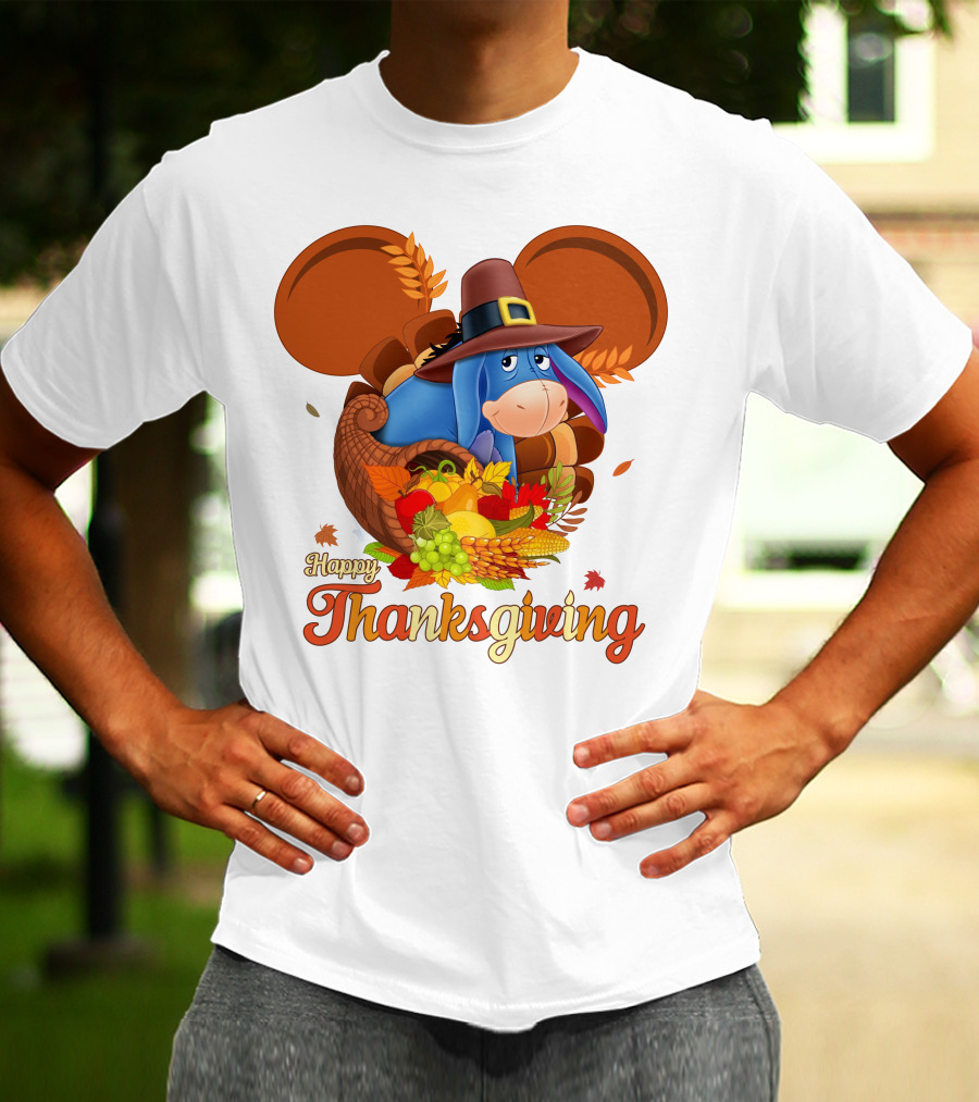 Happy Thanksgiving Eeyore Cornucopia Holiday Celebration T-Shirt
