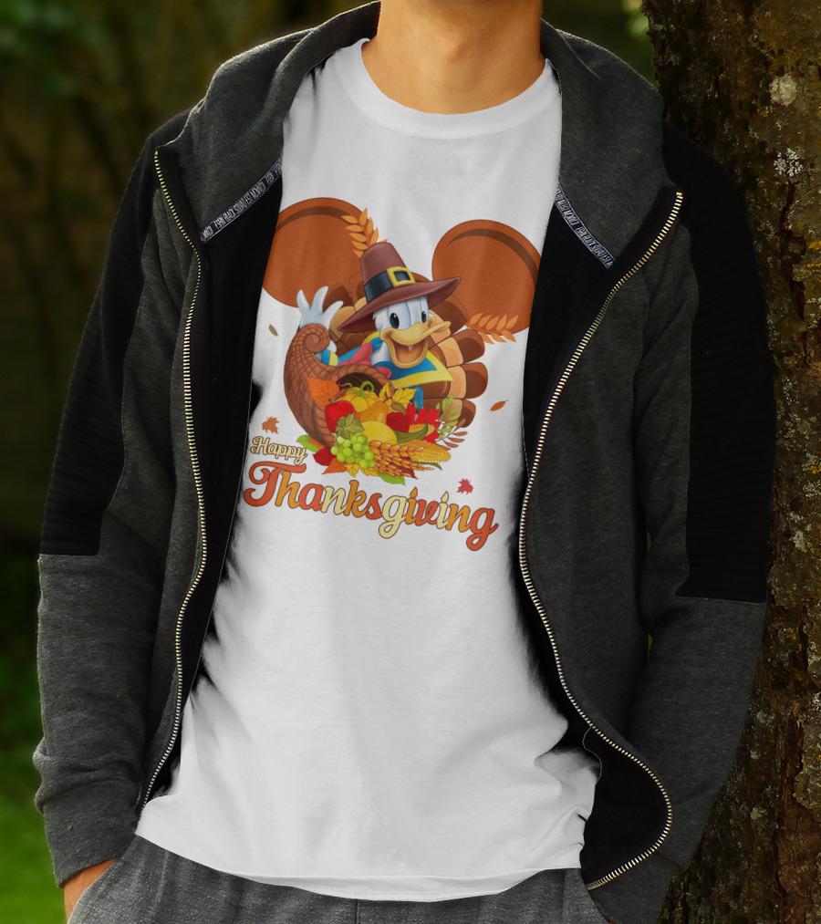 Happy Thanksgiving Donald Duck Cornucopia T-Shirt