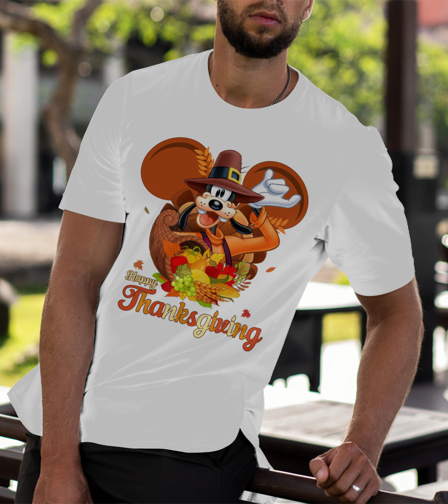 Goofy Happy Thanksgiving Cornucopia Celebration T-Shirt