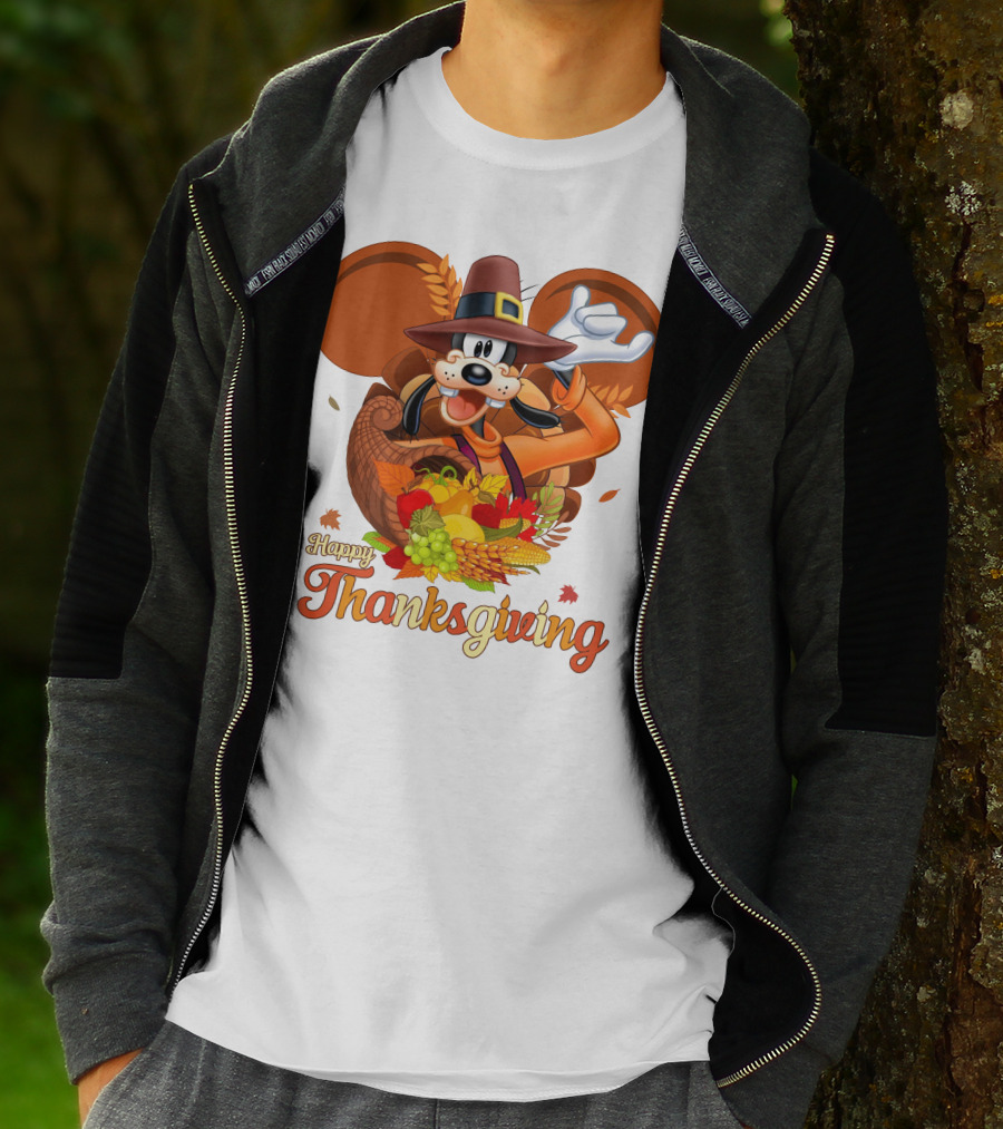 Goofy Happy Thanksgiving Cornucopia Celebration T-Shirt