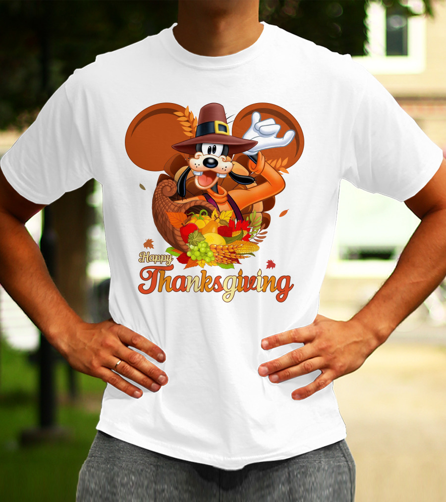 Goofy Happy Thanksgiving Cornucopia Celebration T-Shirt