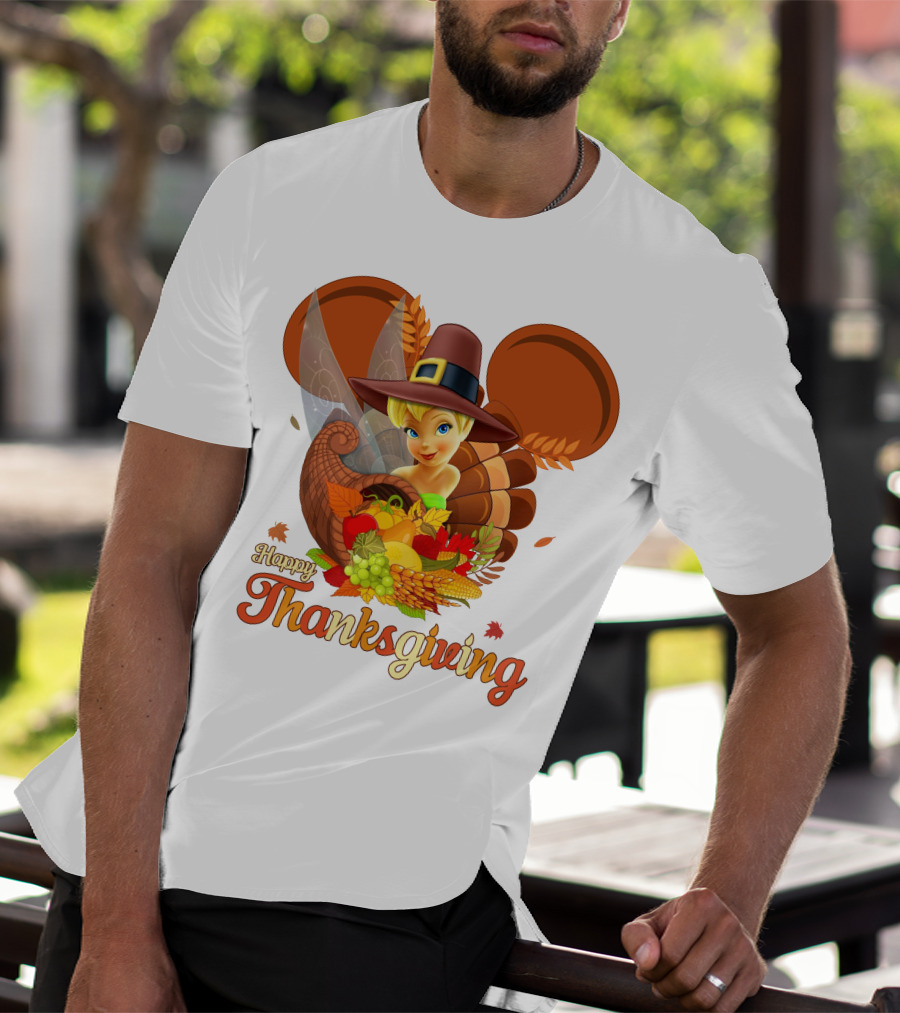 Happy Thanksgiving Tinker Bell Cornucopia Hat T-Shirt