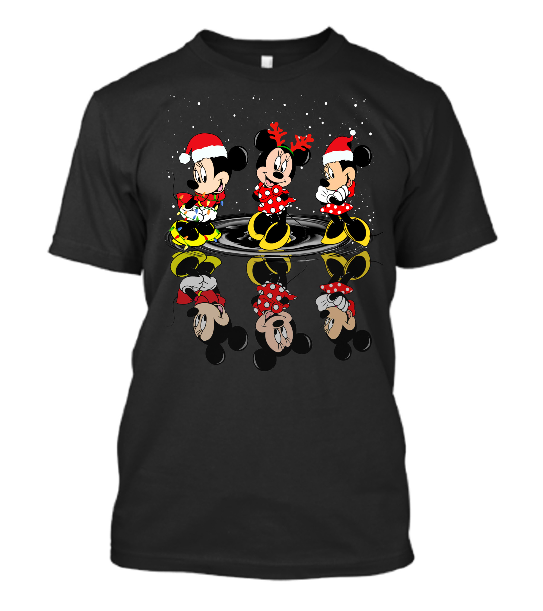 Minnie Mickey Christmas Reflections Snowy Scene T-Shirt
