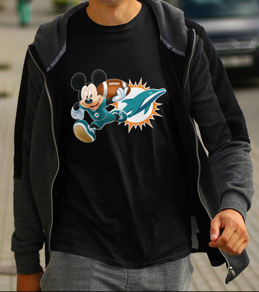 Mickey Miami Dolphins Football Crossover T-Shirt