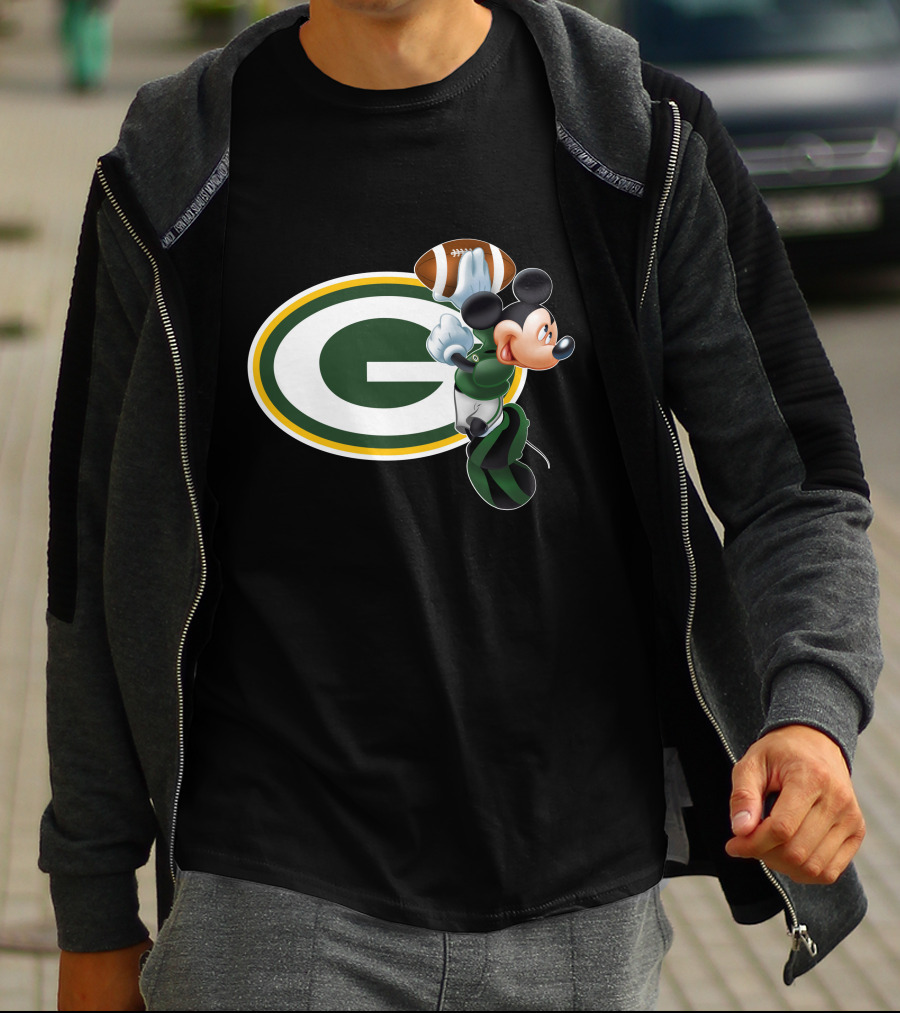 Mickey Mouse Green Bay Packers Football T-Shirt