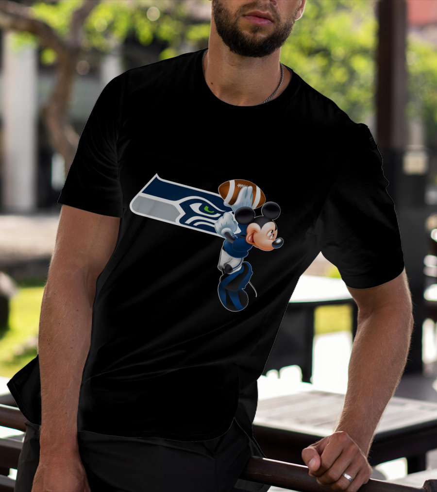 Seattle Seahawks Mickey Football Jump T-Shirt