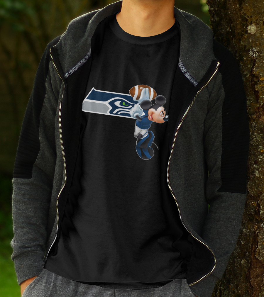 Seattle Seahawks Mickey Football Jump T-Shirt