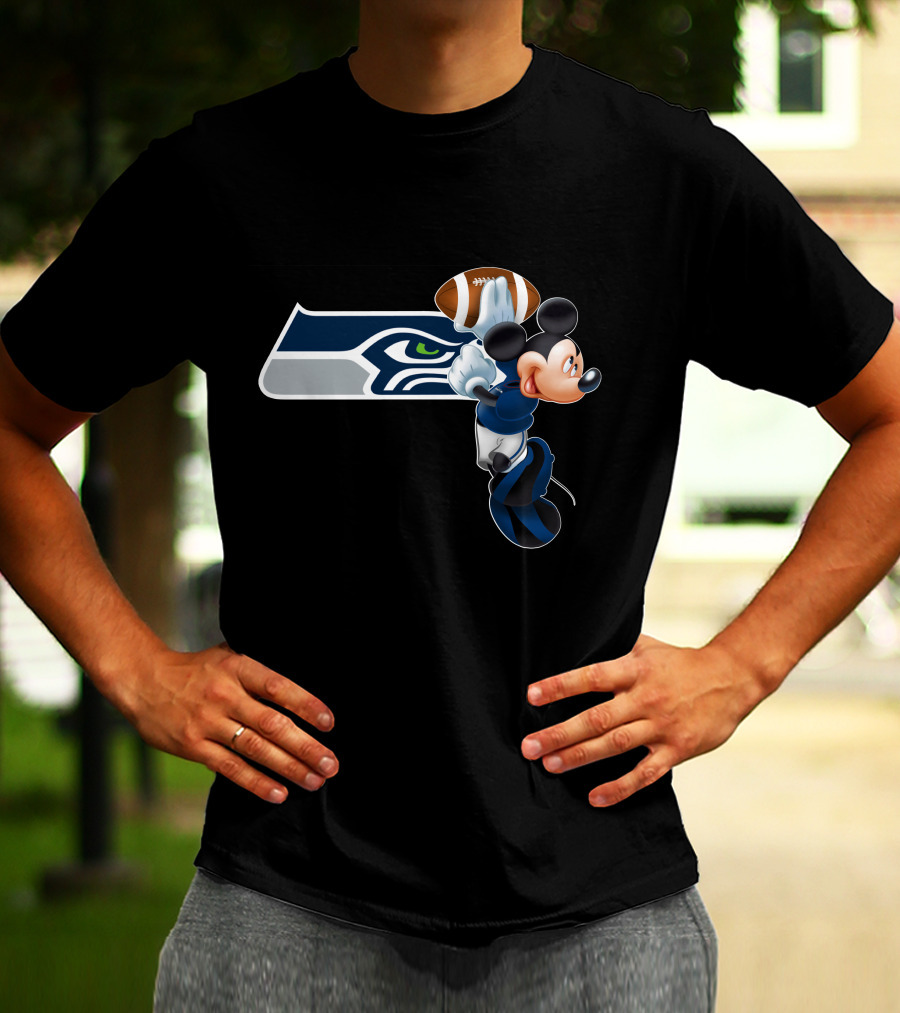 Seattle Seahawks Mickey Football Jump T-Shirt