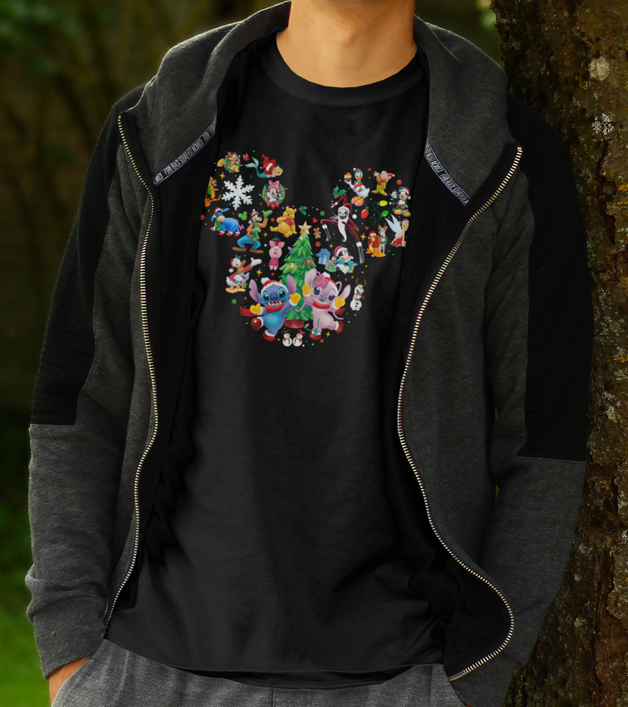 Stitch And Angel Christmas Disney Characters Celebration T-Shirt