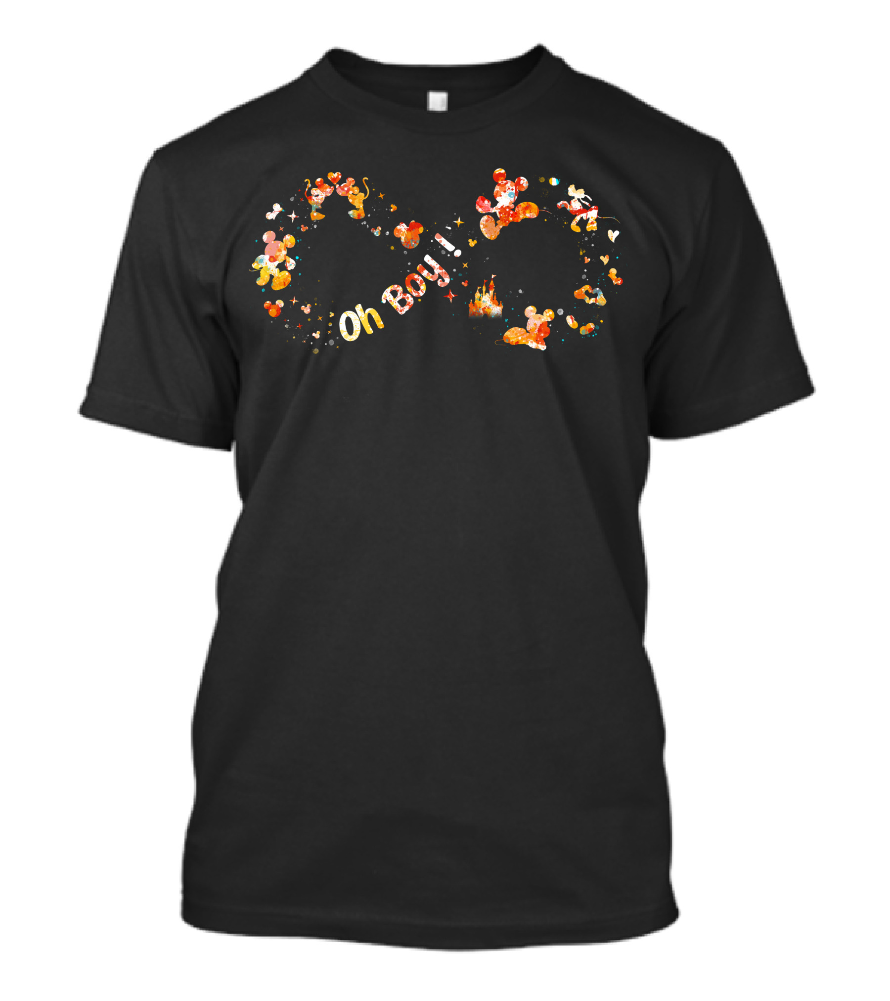 Mickey Oh Boy Infinity Symbol With Characters And Castle T-Shirt