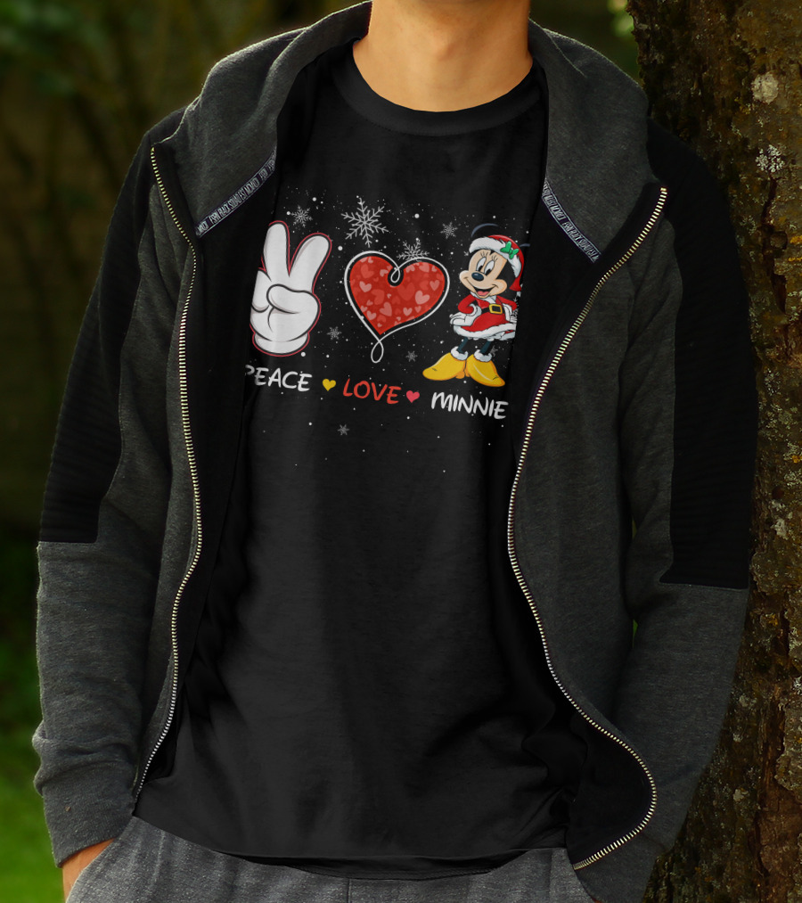 Peace Love Minnie Christmas Holiday Theme T-Shirt