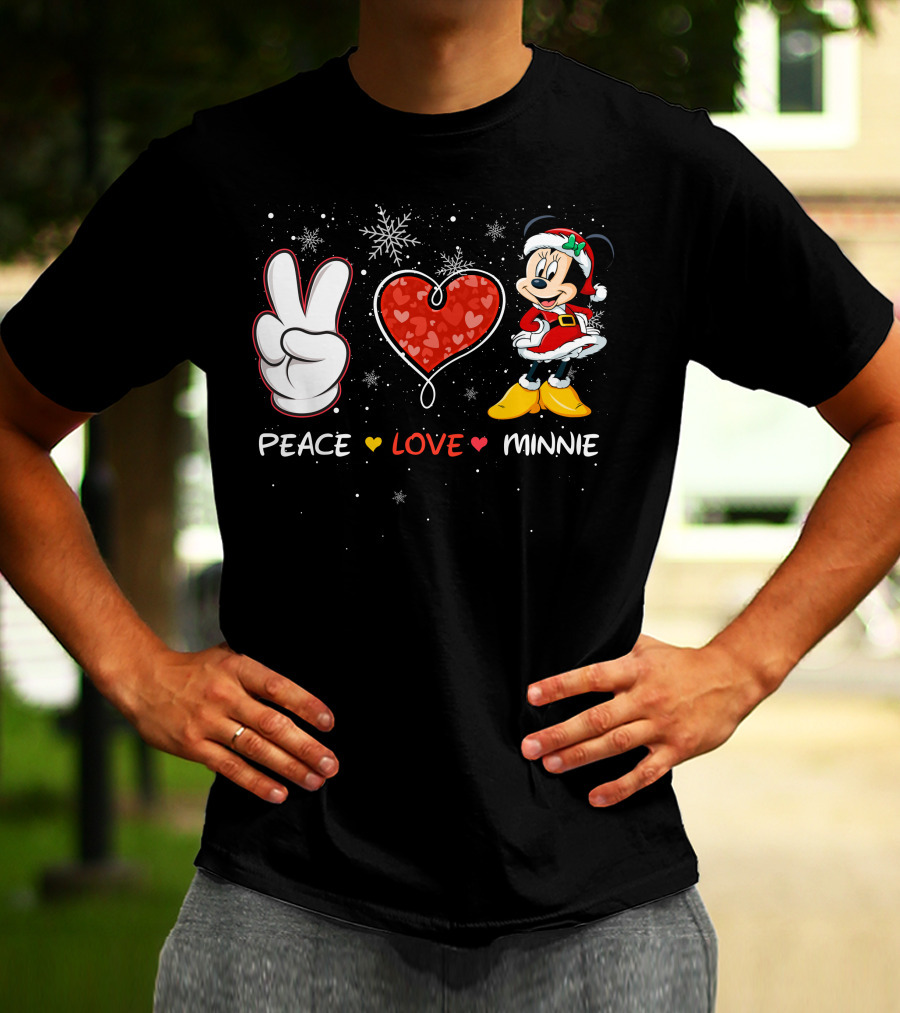 Peace Love Minnie Christmas Holiday Theme T-Shirt