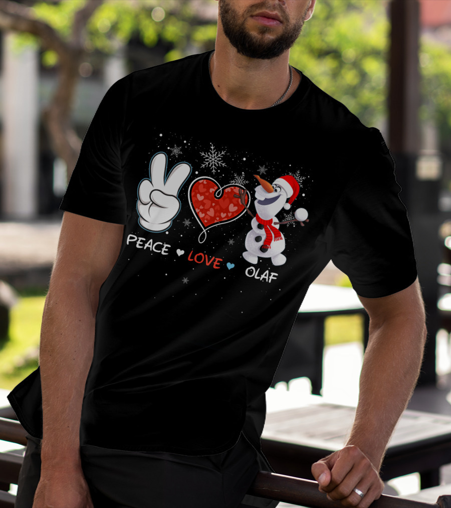 Peace Love Olaf Snowman Winter Holiday Theme T-Shirt