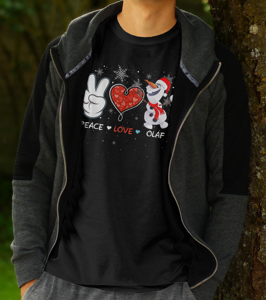 Peace Love Olaf Snowman Winter Holiday Theme T-Shirt