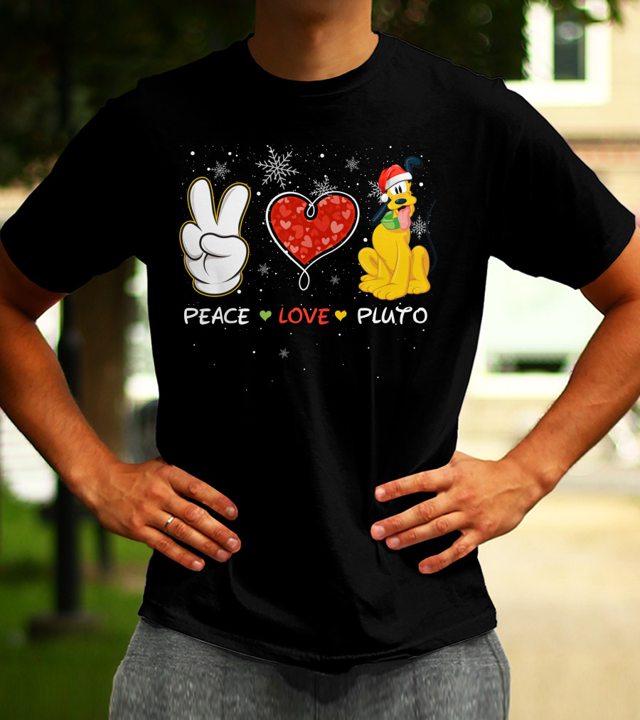 Peace Love Pluto Snowflakes Santa Hat T-Shirt