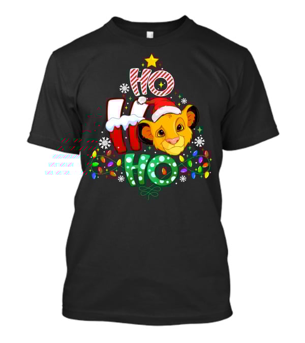 Ho Ho Ho Christmas Simba Lion King Holiday Lights T-Shirt