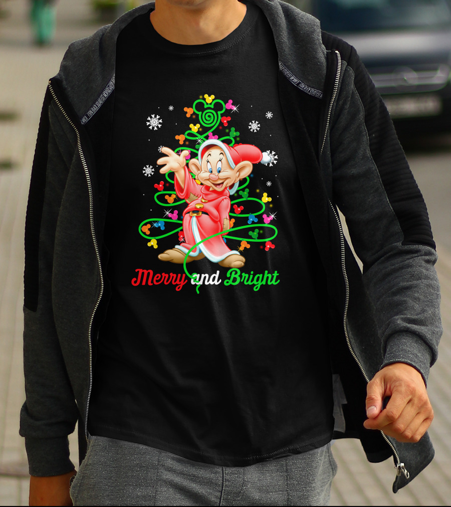 Merry And Bright Dopey Christmas Magic Tree Snowflakes T-Shirt