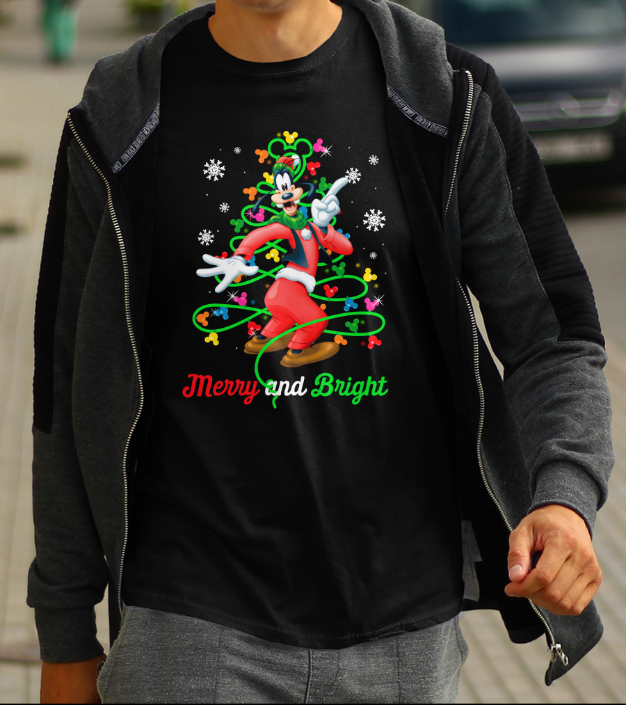 Merry And Bright Goofy Christmas Tree T-Shirt