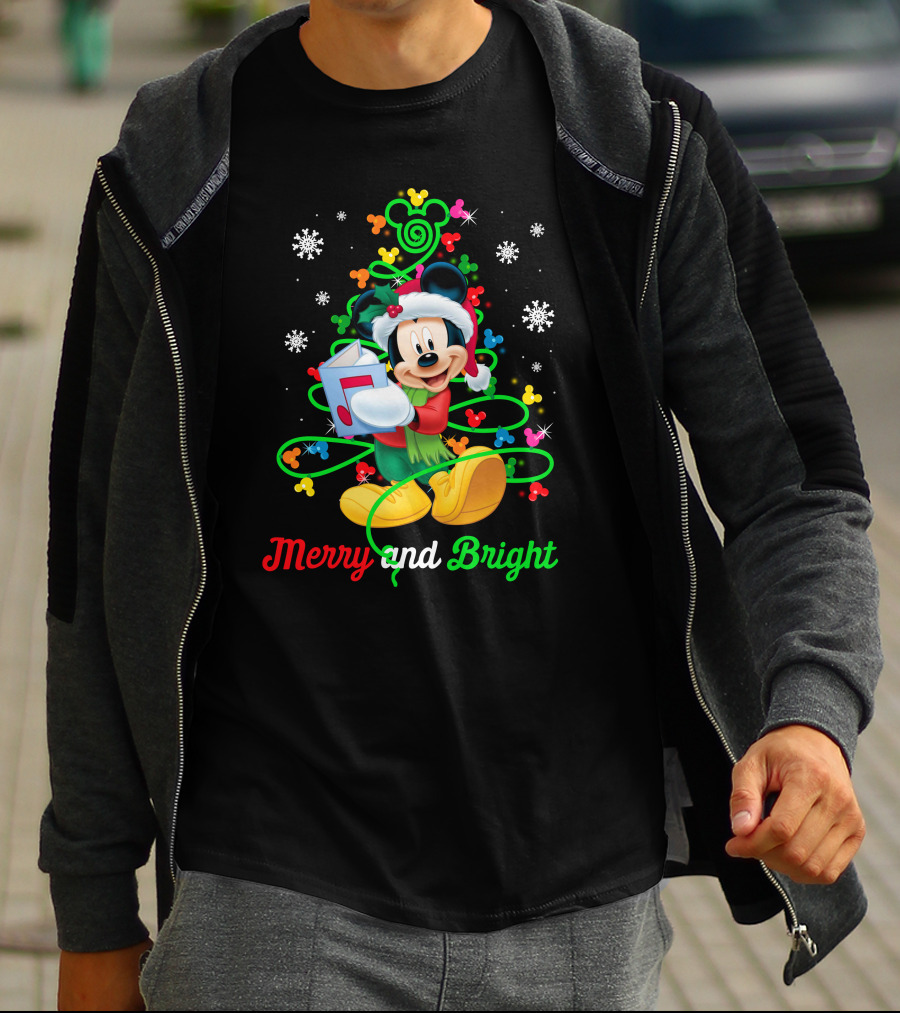 Mickey Mouse Merry And Bright Christmas Holiday Magic T-Shirt