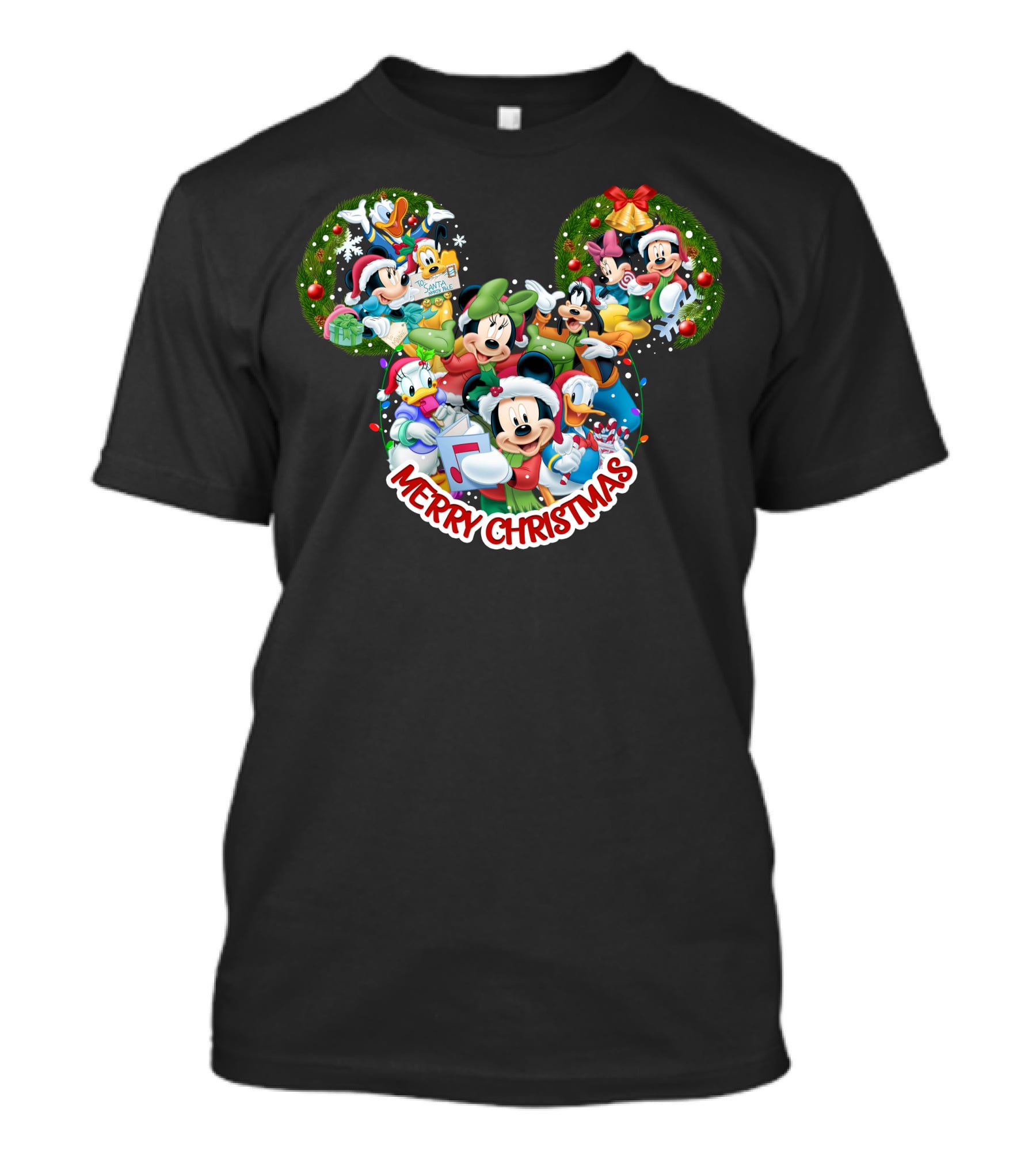 Mickey And Friends Merry Christmas Wreaths T-Shirt