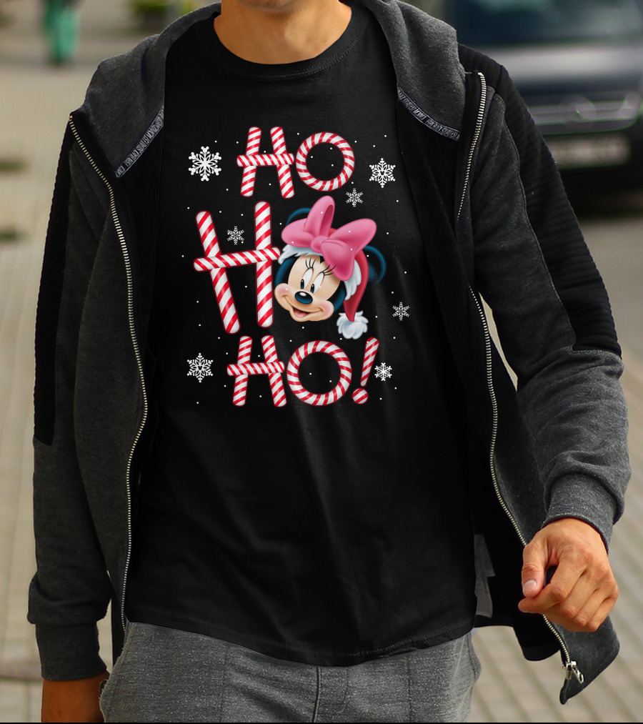 Ho Ho Ho Minnie Mouse Candy Cane Snowflakes T-Shirt