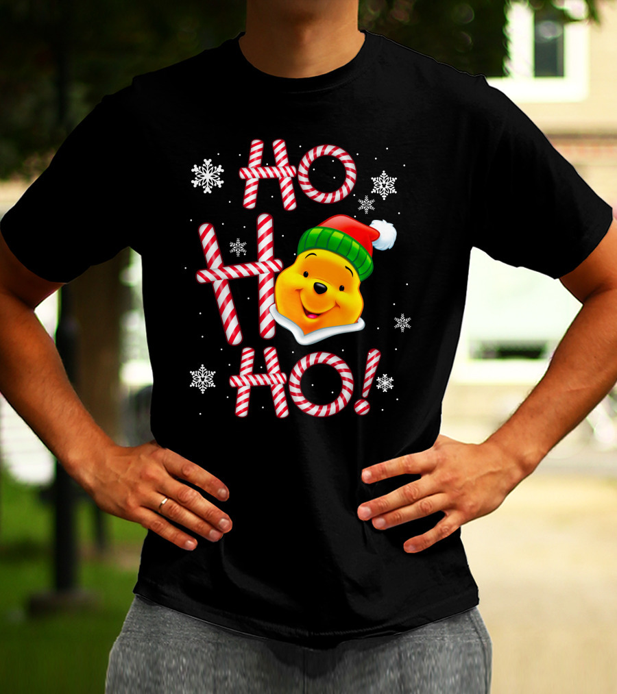 Ho Ho Ho Pooh Santa Christmas Snowflakes T-Shirt