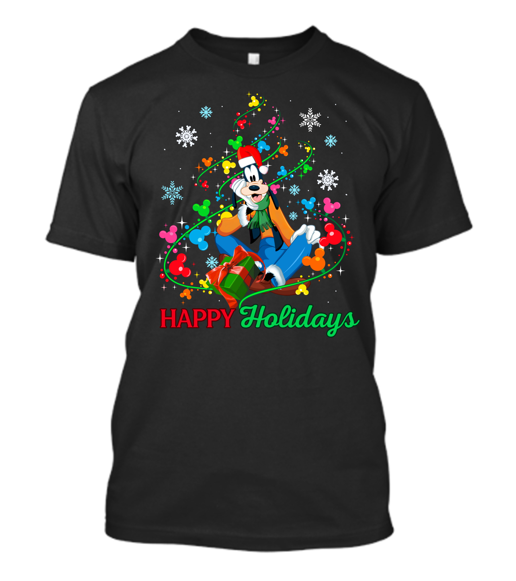 Happy Holidays Goofy Christmas Tree And Presents T-Shirt