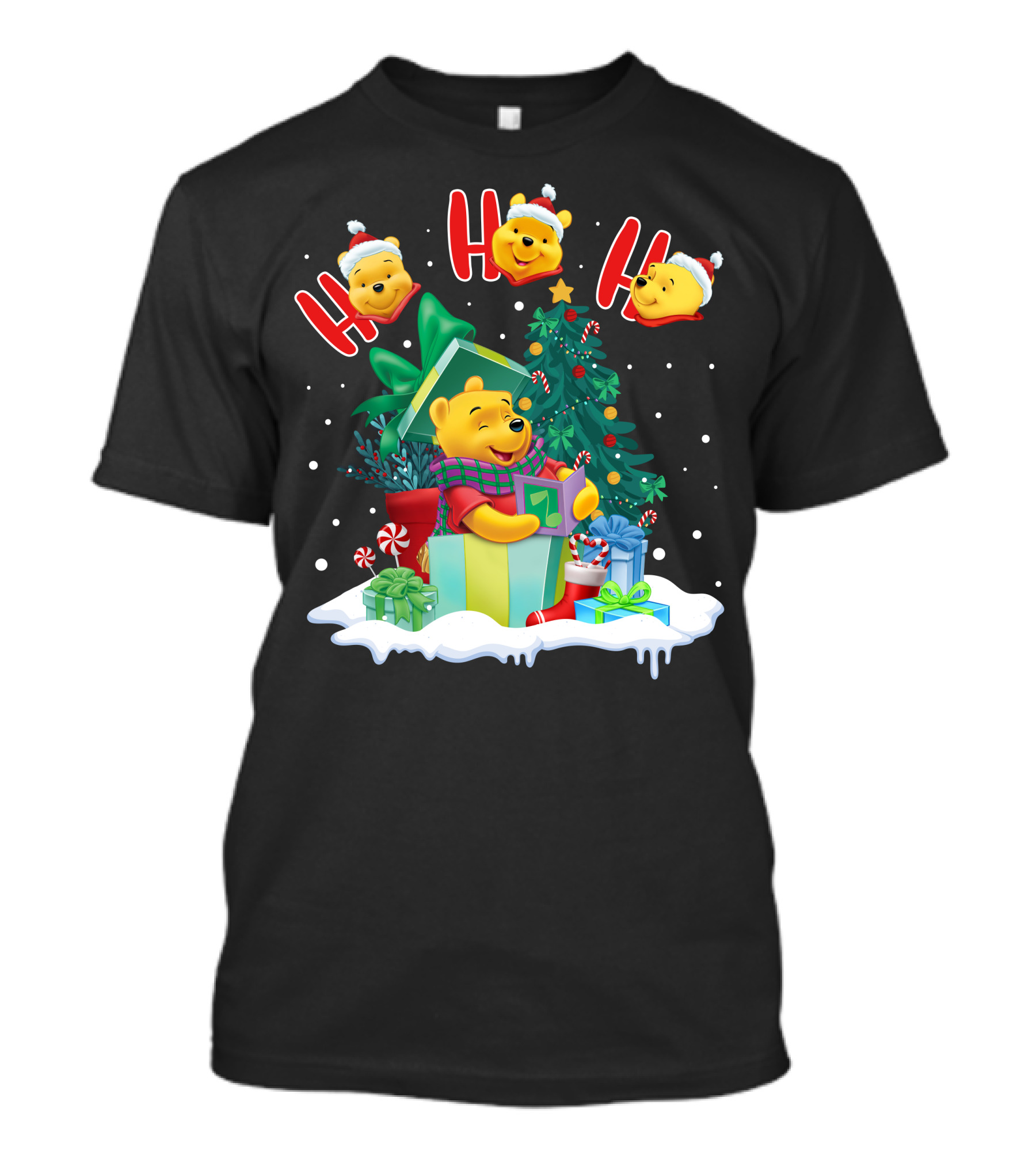 Ho Ho Ho Winnie The Pooh Christmas Presents And Tree T-Shirt