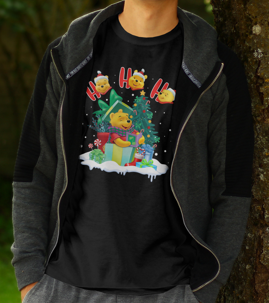 Ho Ho Ho Winnie The Pooh Christmas Presents And Tree T-Shirt