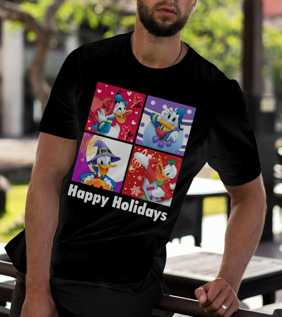 Happy Holidays Donald Duck Seasonal Cheer T-Shirt