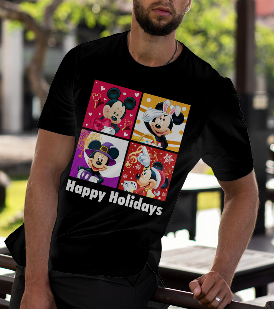 Happy Holidays Mickey Mouse Seasonal Quartet T-Shirt