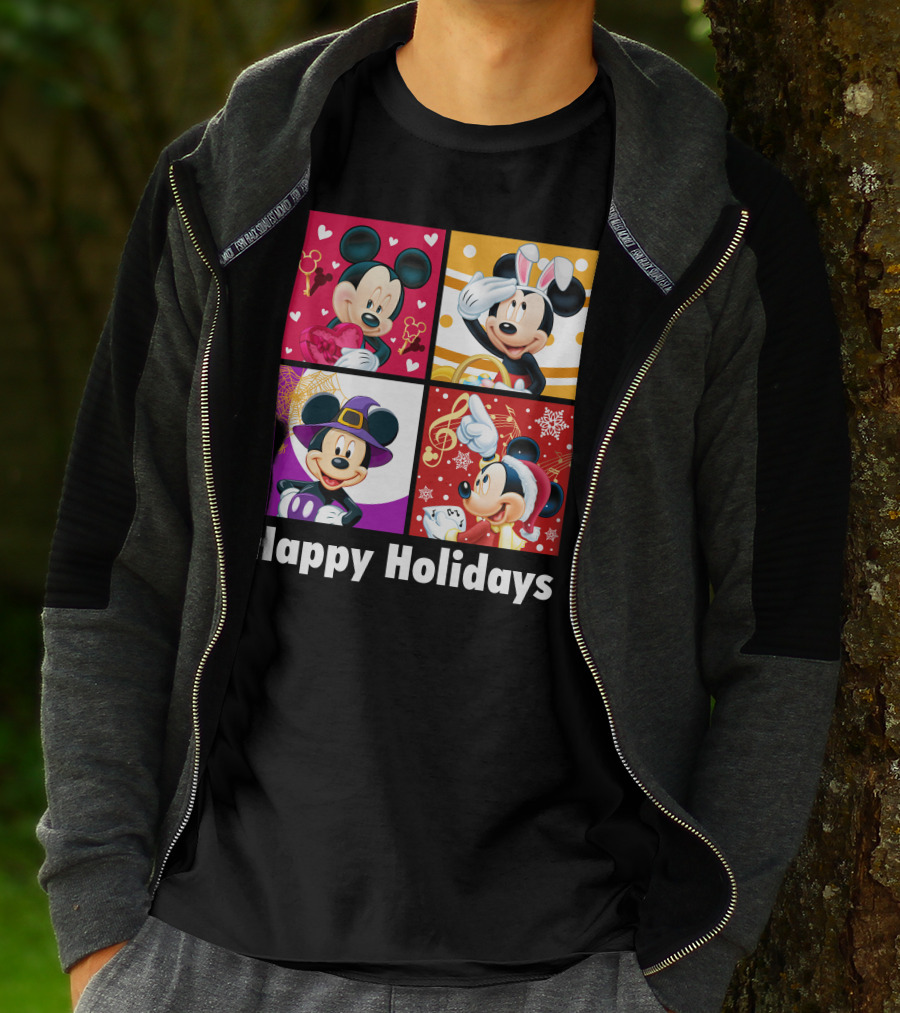 Happy Holidays Mickey Mouse Seasonal Quartet T-Shirt