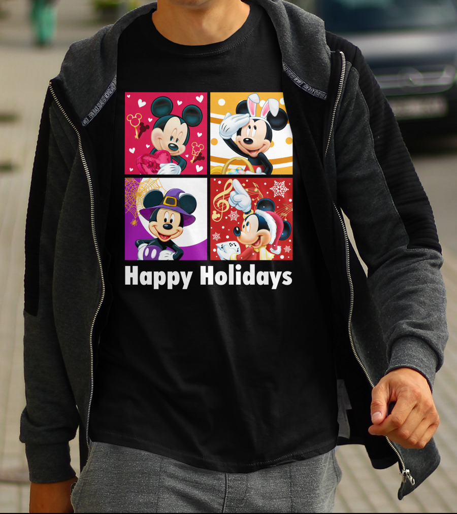 Happy Holidays Mickey Mouse Seasonal Quartet T-Shirt