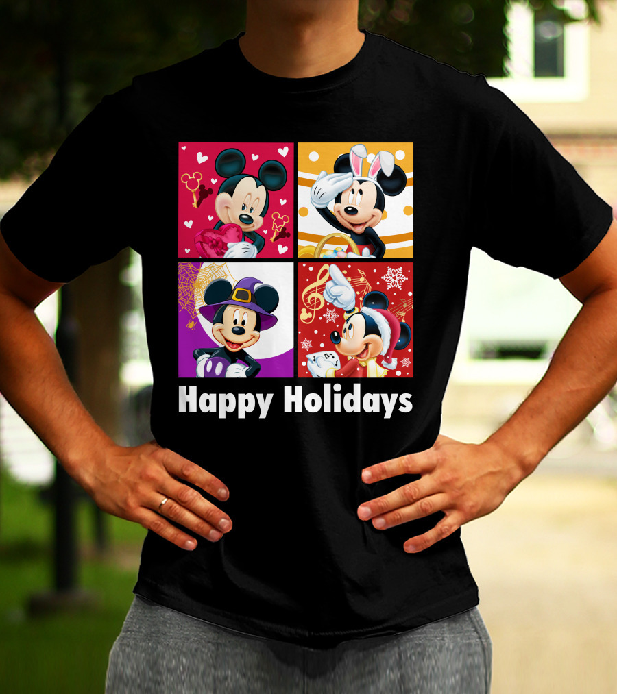 Happy Holidays Mickey Mouse Seasonal Quartet T-Shirt