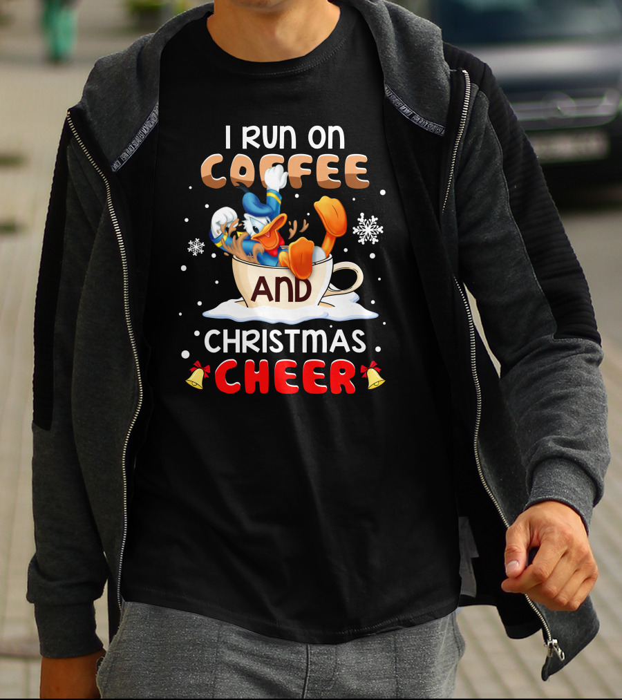 I Run On Coffee And Christmas Cheer Donald Duck T-Shirt