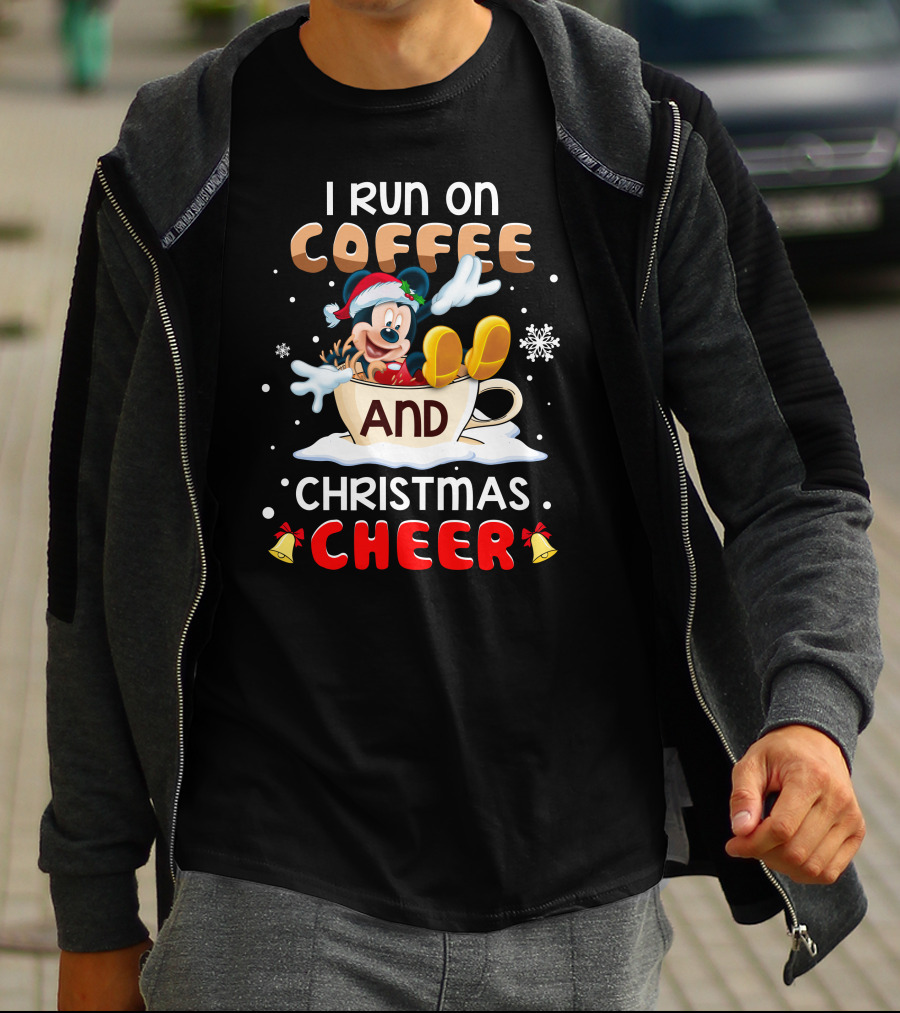 I Run On Coffee And Christmas Cheer Mickey T-Shirt